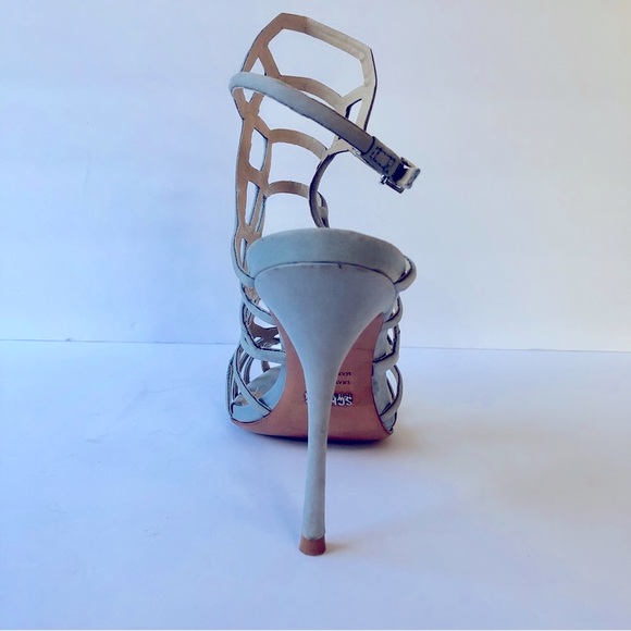 SCHUTZ JULIANA DRESS SANDAL JEANS BLUE CAGED STILETTO PUMP SIZE 6.5B LIGHT BLUE - Picture 9 of 12